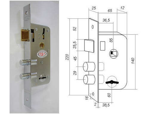 Cerradura De Embutir Doble Perno 111